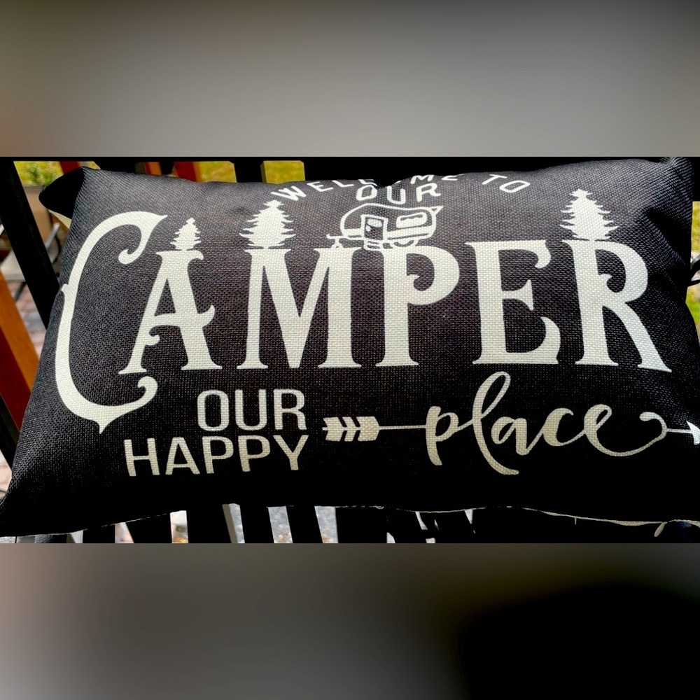 A set of 3 decorative camping pillows - like new!